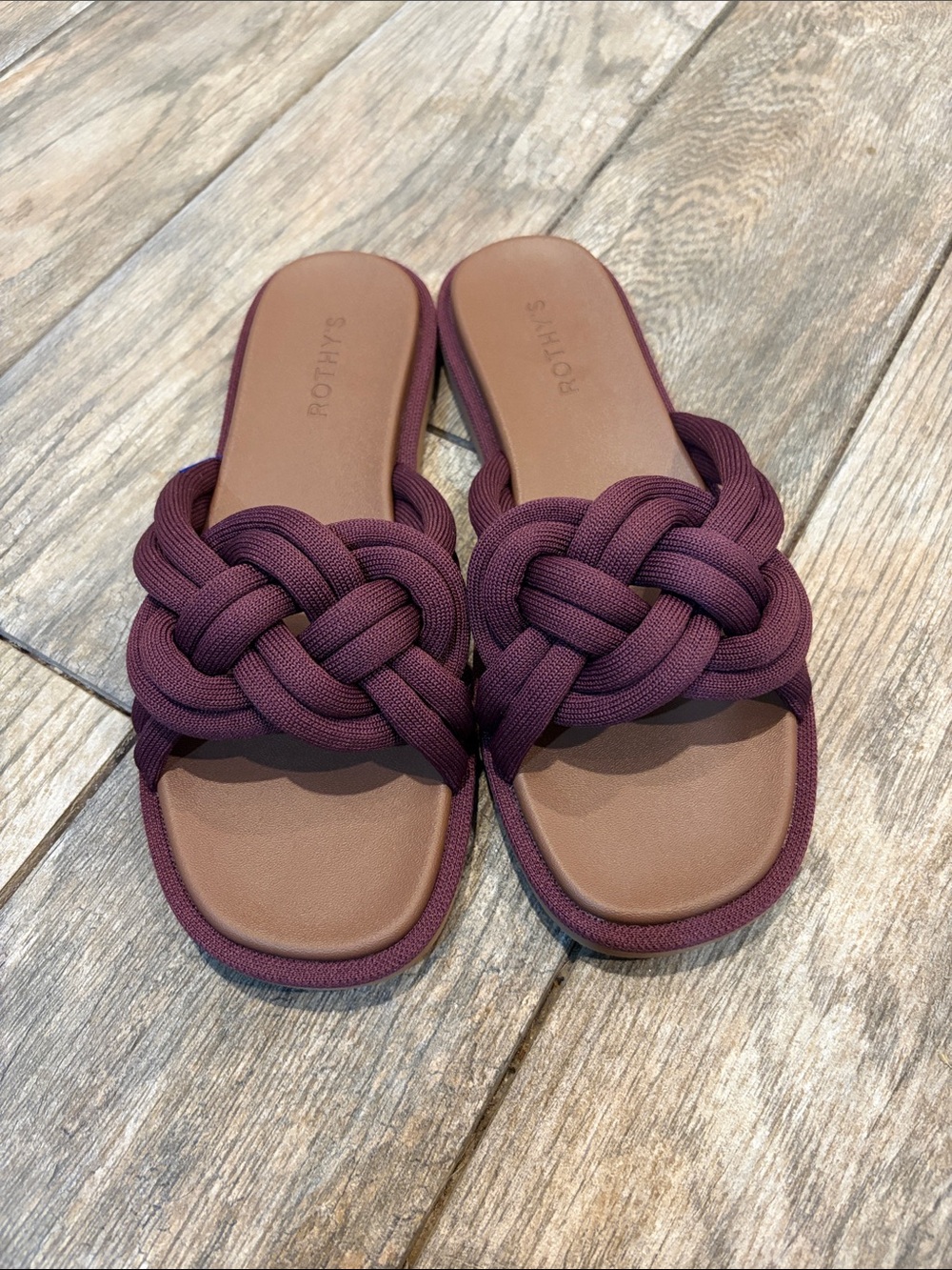 Rothy's Women's Summer Braided Knot Slide Sandal BlackBerry size 10